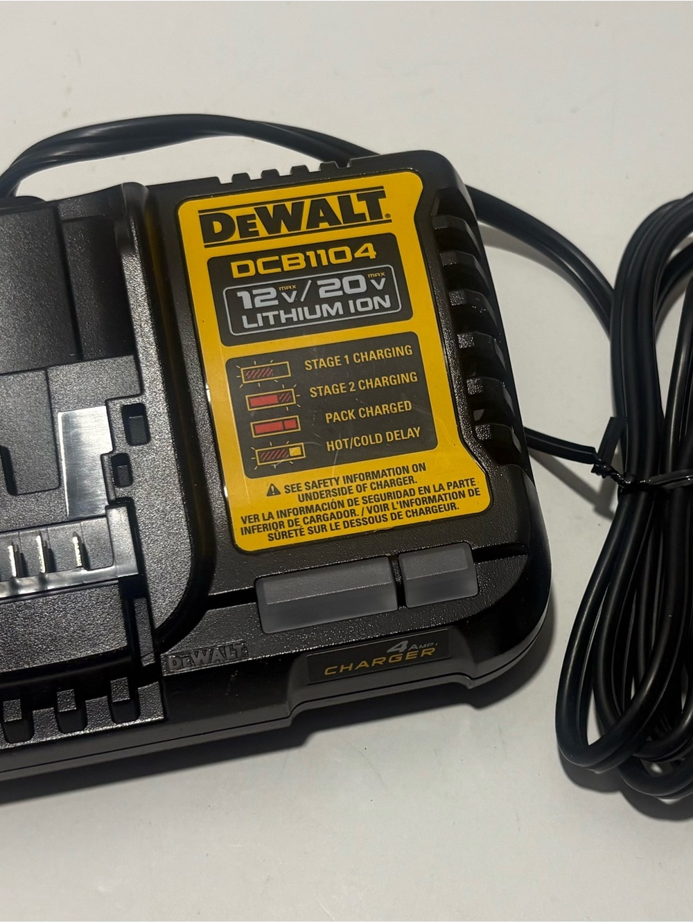 DeWalt DCB1104 12V/20V Lithium-Ion Charger - Black/Yellow